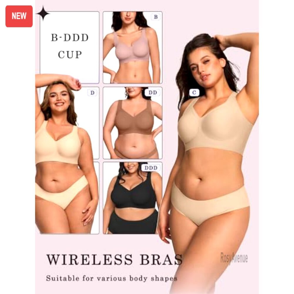 Plus Size Wireless Full Coverage Bra Seamless Sup… - image 5